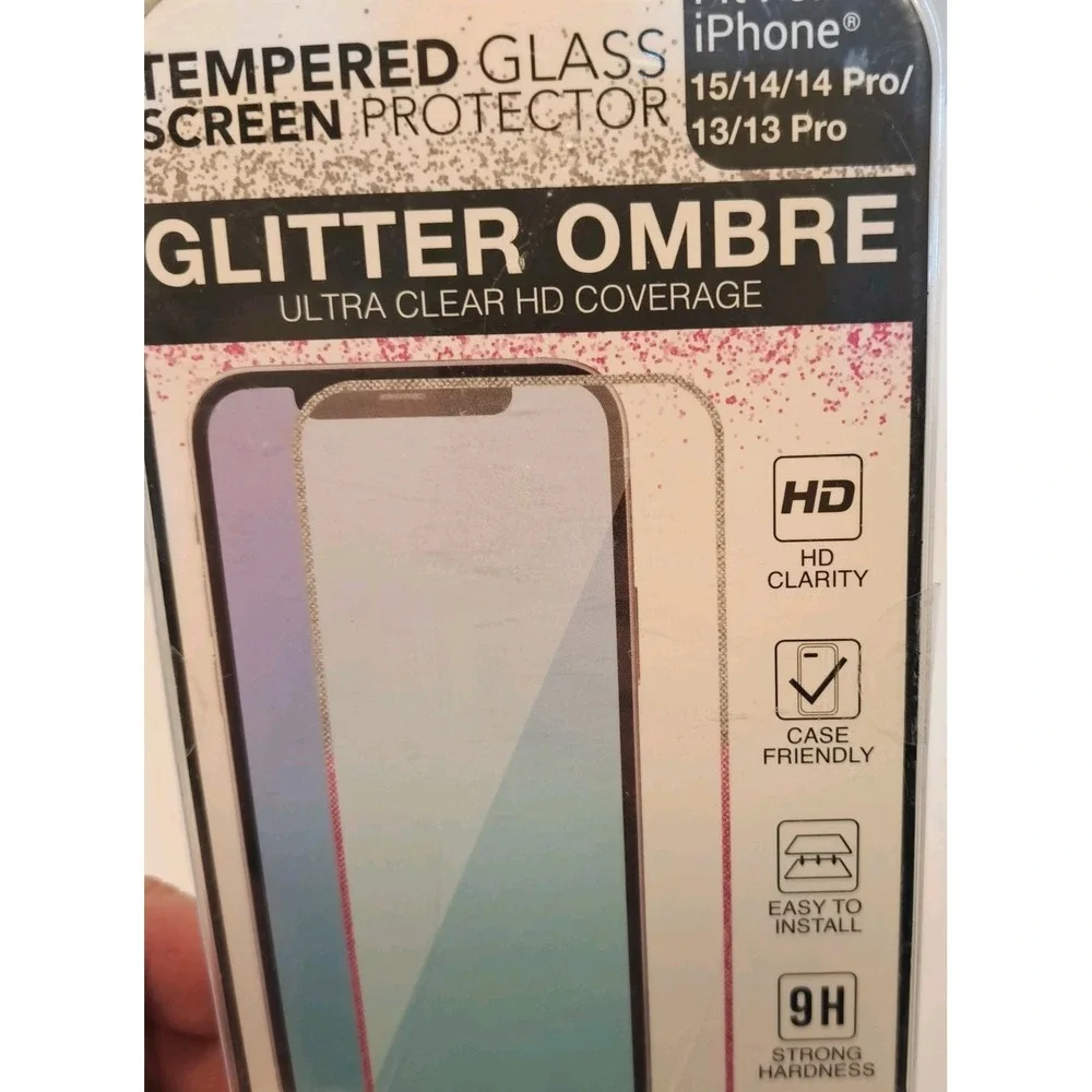 Phone Case and Scrern Protector Set Glitter Ombre Phone Case For iPhones 13-15